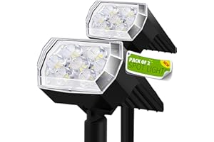Antonki 2-Pack Solar Spot Lights Outdoor Garden, Dusk-to-Dawn, Waterproof Solar Powered Landscape Spotlights for Pathway Wall Porch Trees Pools [ Energy Class A+++++ ]