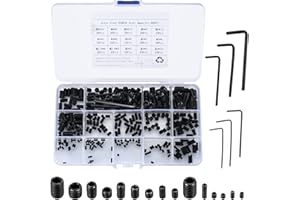 CENTS MATTER 300 Stück Madenschrauben Set, Gewindestifte Inbusschraube Sortiment Kit, M2.5 M3 M4 M5 M6 M8 Sechskantkopf Schrauben mit Inbusschlüsseln für Türgriff, Türklinke, Halterung (Black)