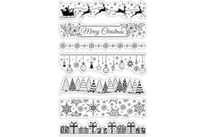CRASPIRE Navidad Silicona Sellos Transparentes Copo de Nieve Regalo Feliz Navidad Elk Holly Patrones Sellos Transparentes para Hacer Tarjetas Decoración DIY Scrapbooking Relieve Álbum Decoración