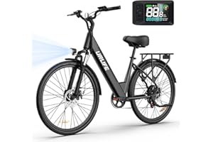 URLIFE Bici Elettrica Per Adulti Da 26", Bicicletta Elettrica con display LCD, 7 Velocità Batteria Rimovibile 36V 13Ah Autonomia di 80 km, E-bike Per Pendolari Urbani