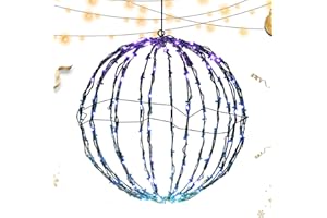 YOUNGWIER Weihnachtskugel, LED Kugeln Zum Hinhängen, Ø 20/25/30 Cm Metall Leuchtkugel Hänge Dekokugel, Zusammenklappbarer Metallrahmen, Weihnachtsbeleuchtete Kugelkugeln Für Den Außenbereich Garten Dekoration