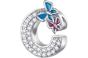 LNQOBU Charme Lettre de L'alphabet Argent Sterling 925 Avec 5A Zircone Femmes Perles Charm Compatible Pour European Bracelet