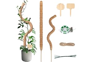 HULAGU 2 Stück Moosstab für Monstera Rankhilfe, Pflanzstab Pflanze Rankhilfen Zimmerpflanzen, Biegbar Pflanzenstab, Pflanzstäbe Kokos Pflanzenstütze für Monstera (64cm)