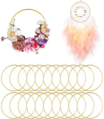 YEJAHY Lot De 10 Anneaux En Métal De 10 Cm - Anneaux Décoratifs à Suspendre - Anneaux Ronds En Métal Pour Le Bricolage, L'attrape-rêves, Les Fleurs ( Argenté