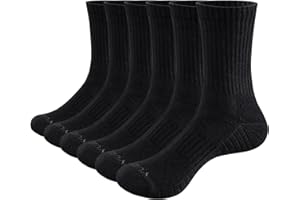 YUEDGE 6 Pairs Cotton Cushion Crew Socks Workout Training Hiking Walking Athletic Sports Socks for Men and Women