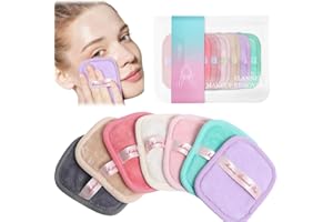 LEZEHEA Lingettes démaquillantes réutilisables, lavables avec pochette de rangement, multicolores, nettoyantes, sans nanoparticules, adaptées à tous types de peau (lot de 7 couleurs)