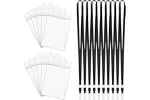 Vicloon 10 Pezzi Cordino con Porta Badge Cordini Cinghia da Collo e ID Carte Porta Badge Verticale Impermeabili per Chiavi, Documento e Badge (12 * 7.5cm)