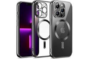 ‎JETECH JETech Miękkie Przejaśniać Etui do iPhone 13 Pro Max 6,7 Cala, Obiektyw Aparatu Pełna Ochrona, Kompatybilny z MagSafe Bezprzewodowy Ładowanie, Galwanizowane Osłona TPU (Czarny)