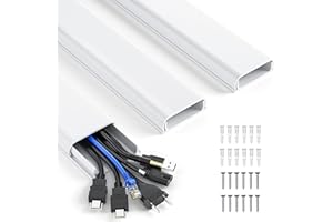 MUDEELA Cable Trunking, 1.2M XX-Large TV Cable Hider, Pre-drilled Wire Hiders for Wall, Paintable White Cable Cover, 15.75in(L) x2.36in(W) x0.75in(H)