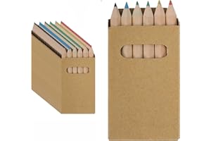 Partituki 10 Scatole da 6 Mini Matite Colorate. Non Tossico. Scatole Lisce in Modo da Poterle Personalizzare a Proprio Piacimento