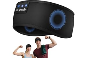 LC-dolida Bandeau Bluetooth Écouteurs Casque de Sommeil,Cadeaux pour Homme Femme,Les Mains Libres, Casque Dormir Doux avec Ultra-Fins HD Stéréo pour l'entraînement,Voyage,méditation,Yoga et détente