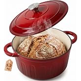 LZDMY Round Cast Iron Pot 6 Litres, Cast Iron Casserole with Lid | Dutch Enamel Nonstick Breadpot, Oven Casserole, Suitable f
