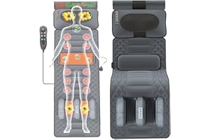 DZTBX Estera De Masaje De Cuerpo Completo con Calor, 20 Cabezales, Almohadilla De Colchón De Masaje Vibratorio, Silla De Masaje Eléctrica Multifuncional con Calefacción, Almohadilla Trasera