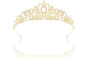 NOKWOCY Corona Regina, Coroncina principessa, Strass Cristallo Tiara Ragazza Sposa Womens Fascia Principessa Corona Capelli Accessori Compleanno Festa Pageant Prom Regina Costume Performance (Golden)