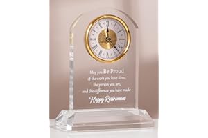 DEEWISH Retirement Clock - Quartz Desk Plaque Gifts for Women, Men, Boss, Teacher, Congratulations & Going Away