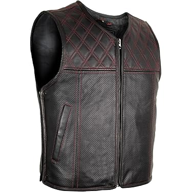 Md'm Heren Biker Motor Leren Gilet – 100% Echt Rundleer – - Vergelijk prijzen