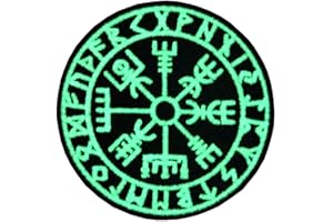 EMBTAO Vegvisir Wikinger Kompass Nordisch Rune Moral Taktisch Bestickter Glühen Im Dunklen Aufnäher mit Haken- und Flauschbänder