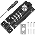 Weielt Digit Combination Locking Bolt, 4 Digit Sliding Lockable 120mm Stainless Steel Silded Garden Gate Latch for Wooden Gates, Gate Door Bolt Lock with Anti-Tamper Screws (Black)