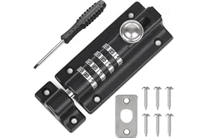Weielt Digit Combination Locking Bolt, 4 Digit Sliding Lockable 120mm Stainless Steel Silded Garden Gate Latch for Wooden Gates, Gate Door Bolt Lock with Anti-Tamper Screws (Black)