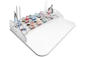 Silu- Model Paints Organiser avec un grand plan de travail pour les peintures Citadel, avec porte-pinceaux et outils, pour peindre W40K et les figurines