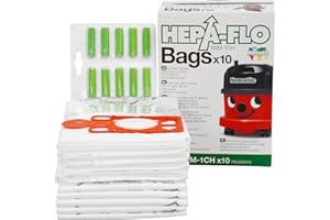 Reliapart GENUINE Numatic Henry Hetty Hepa-Flo SMS Dust Bags (10 Bags + 10 Freshener Sticks) NVM-1CH for Henry Hetty James NRV200 NVR225 RSV200 Series 604015 Dust Vacuum Cleaner Bags