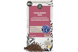 Bio Saure Erde für Heidelbeeren & Blaubeeren 80 L - Beeren-Erde mit 100 Tage NPK Dünger für kräftige Pflanzen - Luftig lockere Pflanzenerde für Beeren - Obst-Erde - Rhododendron-Erde
