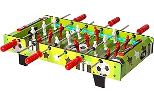 ColorBaby 85438 Mesa de futbolín Infantil, con luz LED, 60x32x14 cm, 2 Jugadores, Marcadores manuales, De Madera Resistente, Juegos de Mesa, Futbolines para niños, 6 años y mas