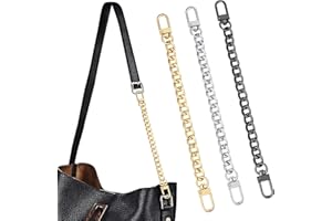 Aster Lot de 3 sangles rechange pour sac à main, 20 cm environ, avec boucles en métal, portefeuille, pochette, bandoulière