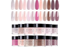 ‎EODCI EODCI Professional Dip Pulver Set, 12 Farben Valentinsnagelkunst Starter Maniküre Salon DIY zu Hause Pink Glitzer Nude Braun Lila Keine erforderliche Nagellampe ausgehärtet