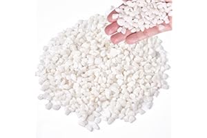 SEWOKON 1,0 kg Kieselsteine 0,7-0,9 cm Dekosteine, weiße Steine für Garten, weiße Gartenkiesel, Gartenkiesel, Steine für Blumentöpfe, Gartensteine, Dekosteine für Vasen, Glaskiesel für Vasen