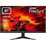 Acer Nitro QG271bii Monitor Gaming FreeSync da 27", Display Full HD, 75 Hz, 1 ms, 16:9, HDMI 1.4, VGA, Lum 300 cd/m2…