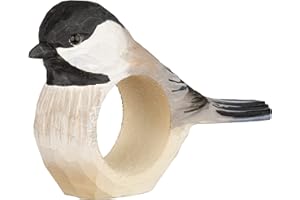 WILDLIFEGARDEN Wildlife Garden WG4571 Rond de serviette Mésange des marais - Rond de serviette en bois sculpté à la main pour la décoration de table