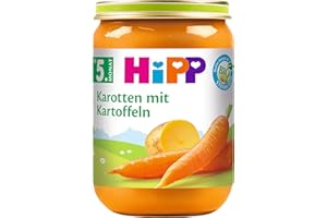 HiPP Bio Früh-Karotten mit Kartoffeln (6 x 190g), für Babys ab 5. Monat, ohne Salzzusatz, mit Omega-3, das Gemüse-Gläschen ideal zum Beikoststart, in bester Bio-Qualität