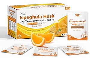AAA Ispaghula Husk Orange Flavor – 30 Sachets |Natural High Fibre Drink | Effervescent Granules Sachets