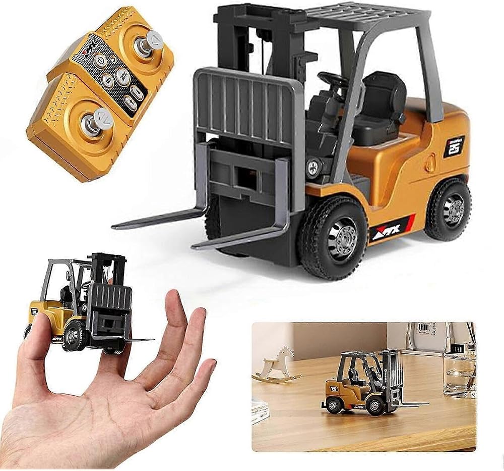 HALLEY TOYS 1/64 Uzaktan Kumandalı Mini Forklift, Metal Alaşımlı, İleri/Geri/Dönüş/Fork Kaldırma Fonksiyonu