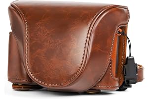 nezini Etui ochronne z prawdziwej skóry, etui z paskiem na szyję, kompatybilne z aparatem cyfrowym DC202-AF/DC203-AF, brązowy, Classic