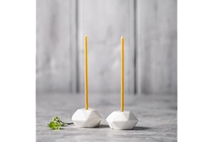 Danilovo Porta Candele per Candele Sottili – Porta Candele da Tavolo in Ceramica – Candelabro Moderno Robusto per Candele Coniche – Portacandele Artigianale – Decorazioni Casa - 2 pz (Bianco)