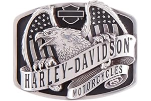 Harley-Davidson Men's Wings Over America Belt Buckle, Antique Silver HDMBU11402, Silver