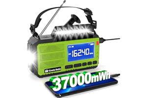 Emergency Weather Radio, Solar Hand Crank Radio AM/FM NOAA 10000mAh, Weather Alert Radio with 3 Mode Flashlight, Reading Lamp, SOS Alarm, Compass, Headphone Jack for Home Camping Emergency (Green)