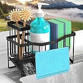 JYFKINN Spülbecken Organizer Mit Ablaufwanne - Schwammhalter Küchenorganisation Schwarz