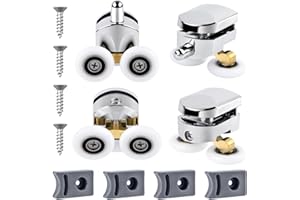 MINISOISO 4 Stück Duschtürrollen, 25 mm Duschkabinenrollen, Duschrollen für Schiebetüren (2 Obere und 2 Untere Rollen)