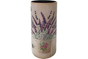 Rebecca Mobili Paragüero, Sostenedor Redondo de Bastones, Estilo Provenzal, Blanco, Lienzo MDF, Idea del Regalo - Medidas 50 x 20 x 20 cm (AxANxFON) - Art. RE6478