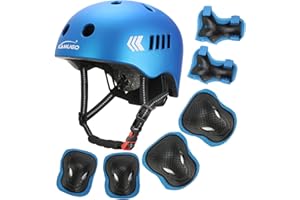 KAMUGO Casque Velo Enfant Ensemble, Casque pour Enfants pour garçons et Filles de 2 à 8 Ans, avec Un Ensemble d'équipement de Protection, Convient aux Scooters vélos Patins à roulettes