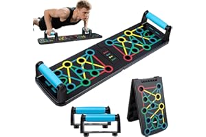 YANKUIRUI Push Up Board Pliable Ensemble de planches push-up Premium 17 en 1, pliable et portable, salle de gym à domicile, équipement de fitness pour la maison