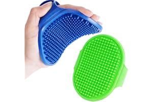 BRILLIRARE Lot de 2 brosses de toilettage pour chien, brosse de bain en silicone souple de qualité supérieure, poignée réglable, peigne apaisant pour poils longs et secs