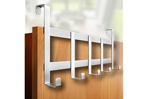 4happy Türgarderobe aus Edelstahl - kompakte Türgarderobe zum Einhängen, Türhakenleiste zum Einhängen universell verwendbar, Kleiderhaken Tür, solide Türhaken zum Einhängen