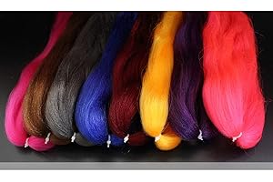 Tigofly 16 Colors Synthetic Fiber Large Hank Super Hair Fly Tying Bucktail Jig Lure Making Materials (8 Dark Colors)