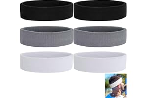 SVUPUE 6 sztuk elastycznych opasek przeciwpotowych, opaska sportowa na czoło, opaska przeciwpotowa dla mężczyzn i kobiet, 18 x 5 cm, do piłki nożnej, koszykówki, tenisa, gimnastyki, 2 czarne + 2 szare + 2