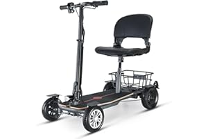 WISGING Mobilitätsroller 4 Räder – E-Roller betriebener Rollstuhl – Kompakt, robust und mobil für Reise, Erwachsene, Ältere - 20km lange Reichweite, inklusive erweiterter Akku mit Ladegerät und Korb