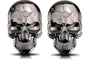 COSYSPARKS Adhesivo 3D de Metal para Coche, Metal 3D Coche Pegatinas Calavera Pegatina Calaveras Moto Etiqueta engomada de la Insignia del Emblema Pegatina Coche para Motocicleta de automóvil 2 Piezas